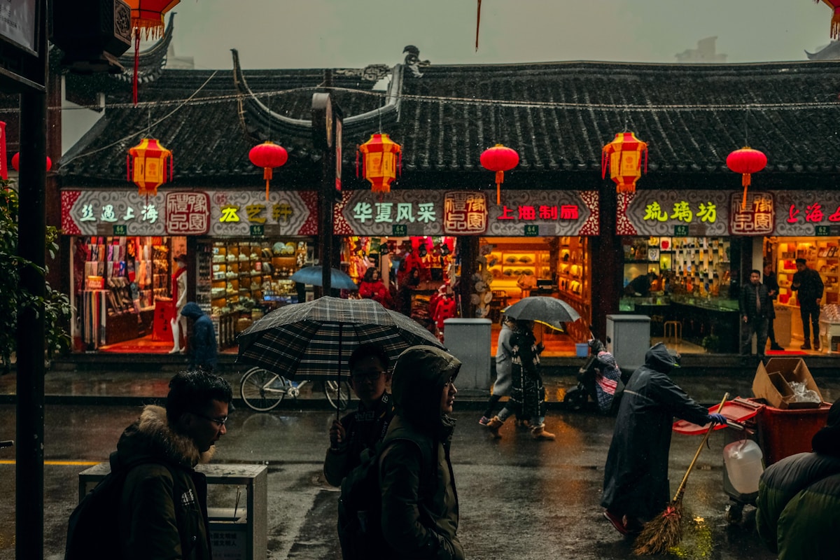 Shanghai city skyline at dusk